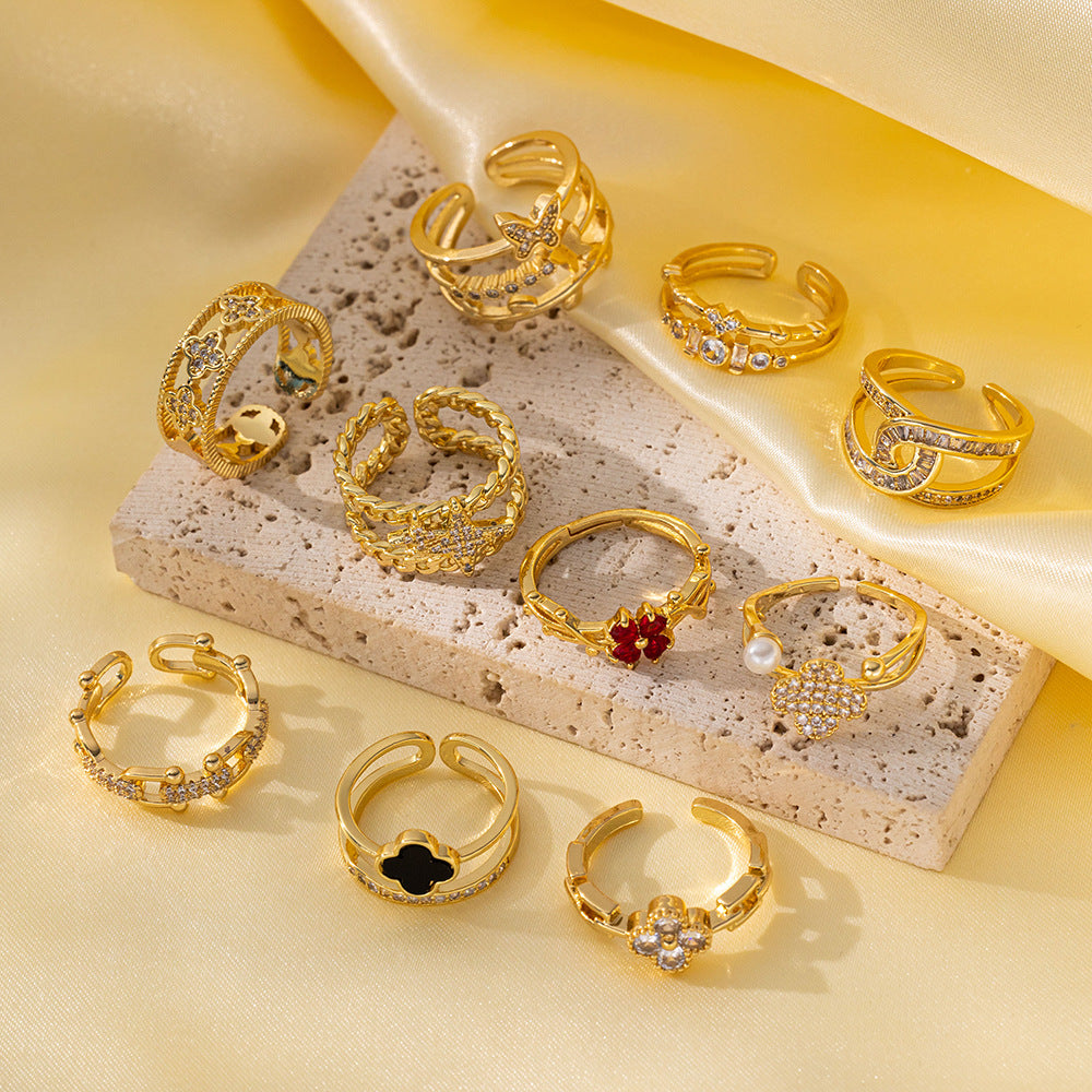 Adjustable Simple Real Gold Electroplated Delicate Super Rings