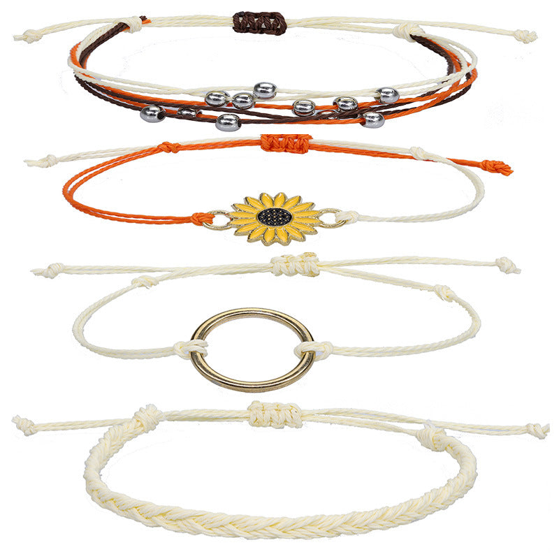 Strap Waterproof Wax Line Hand-woven Sunflower Bracelets
