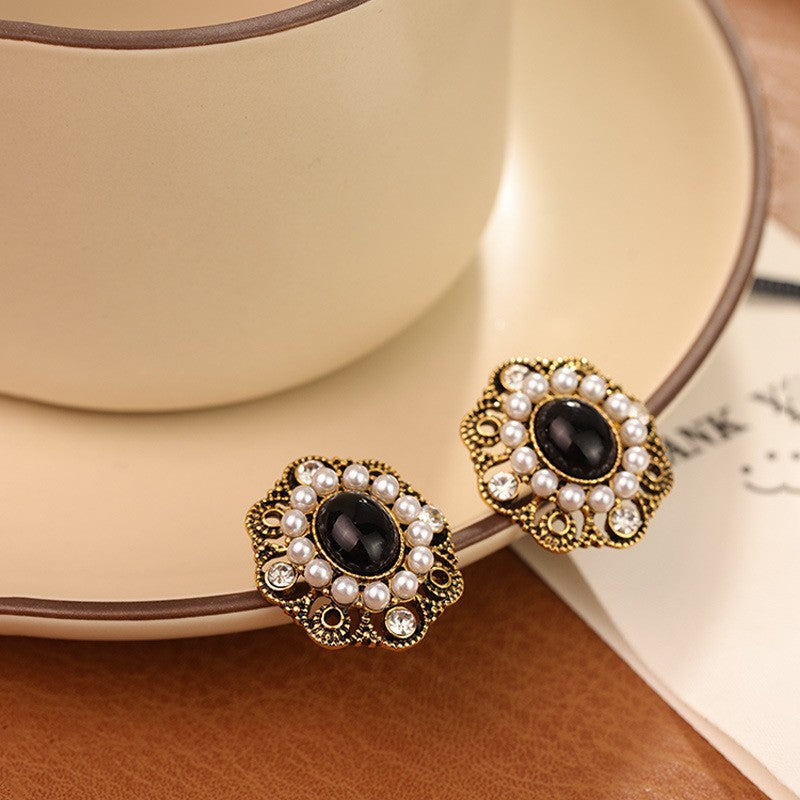 Style Vintage Court Dripping Oil Flower Earrings