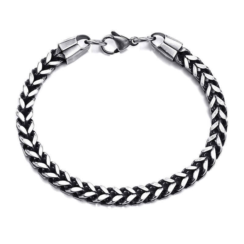 Men's Steel Stainless Square Six-sided Grinding Chain Bracelets