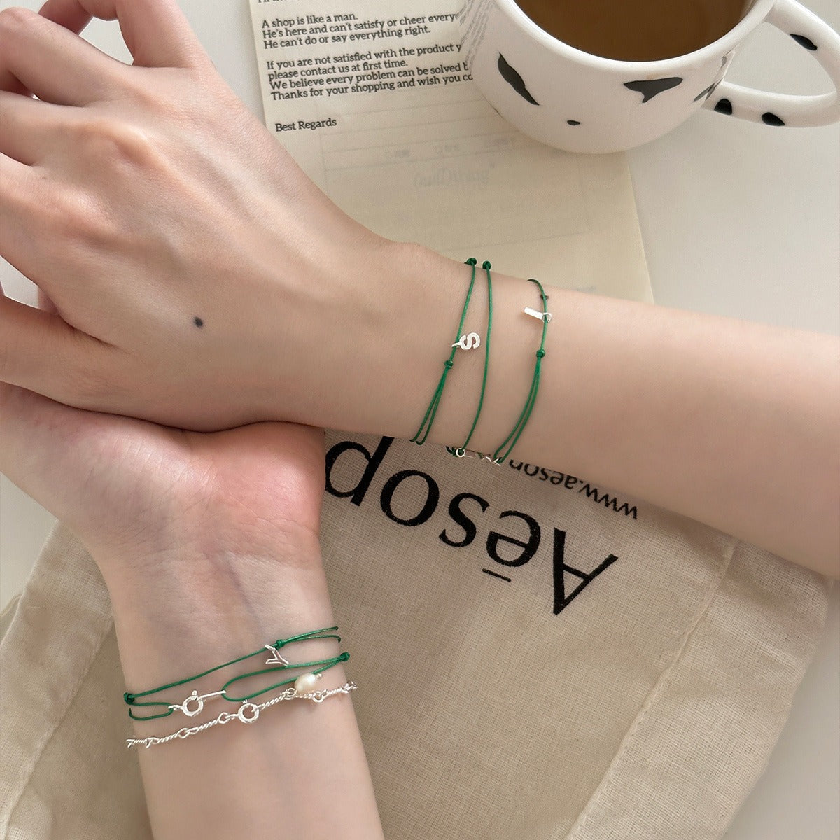 Women's Sier Letter Exquisite Design Twin Fusion Bracelets