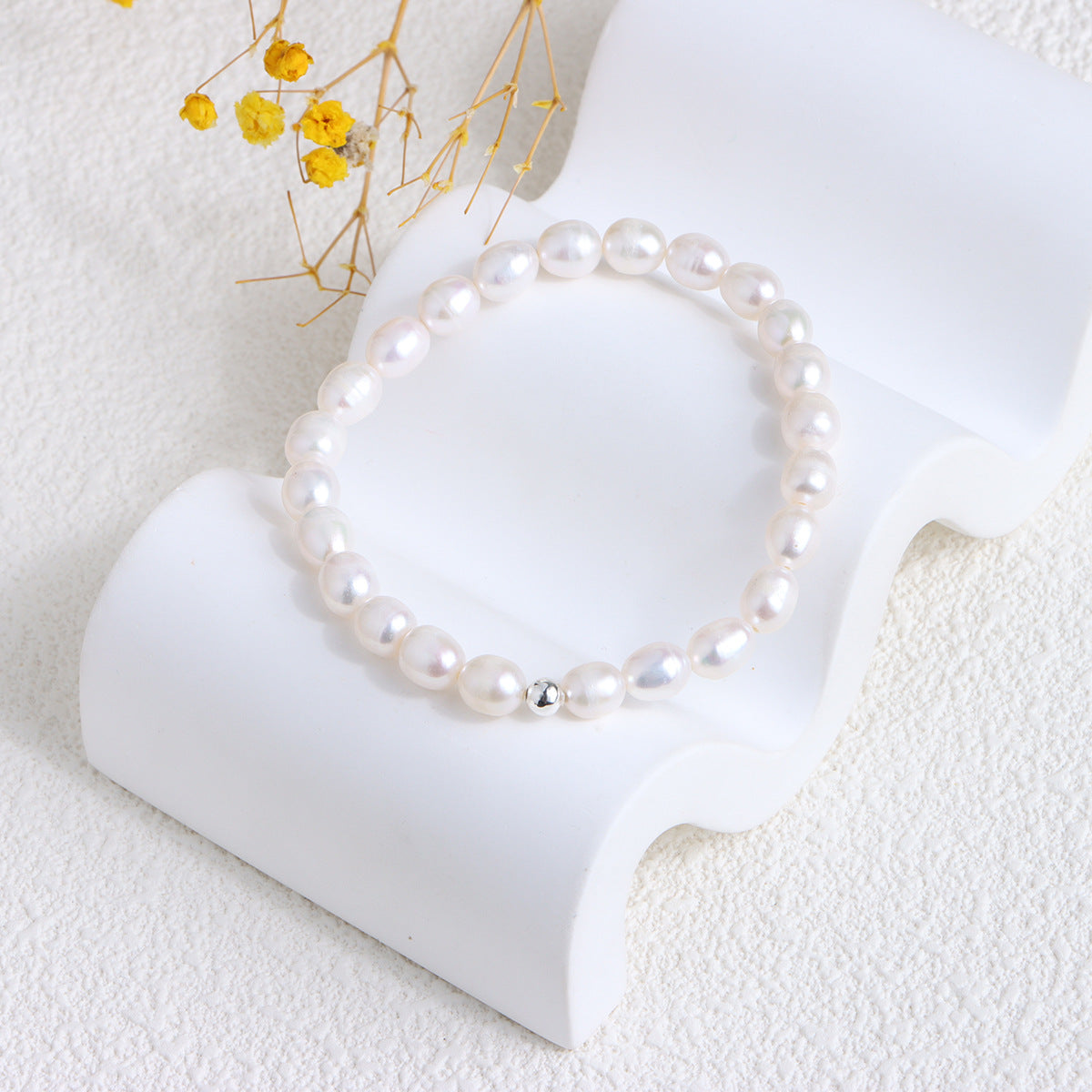 Women's Korean Baroque Freshwater Pearl Real Gold Design Cold Bracelet