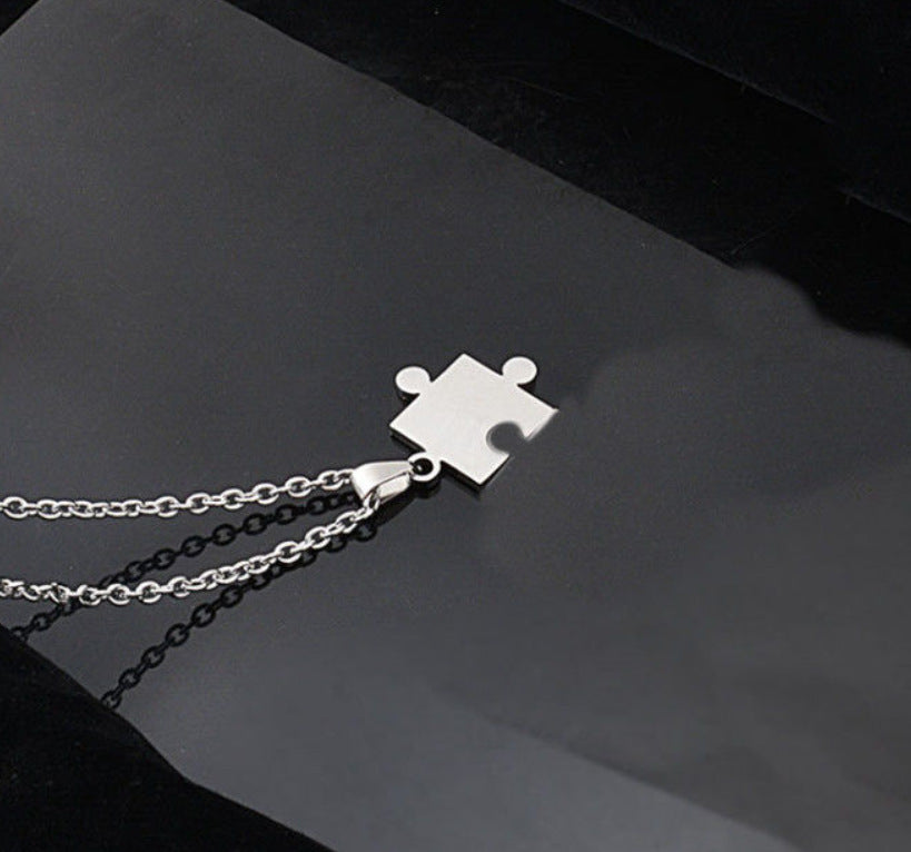 Women's & Men's Of Lovers Disco Hip Hop Puzzle Necklaces