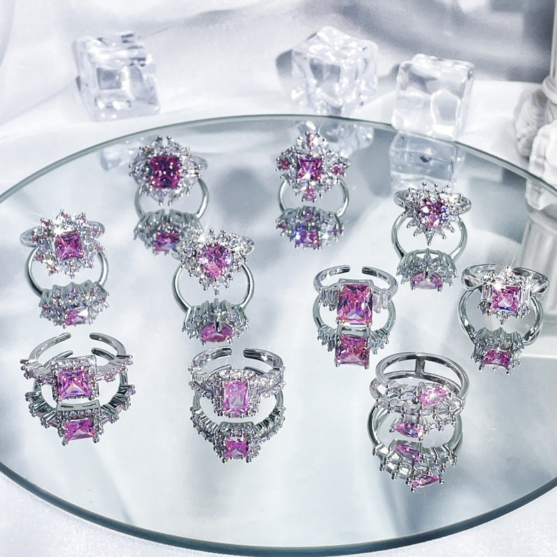 Diamond Love Open-end Zircon Female French Rings