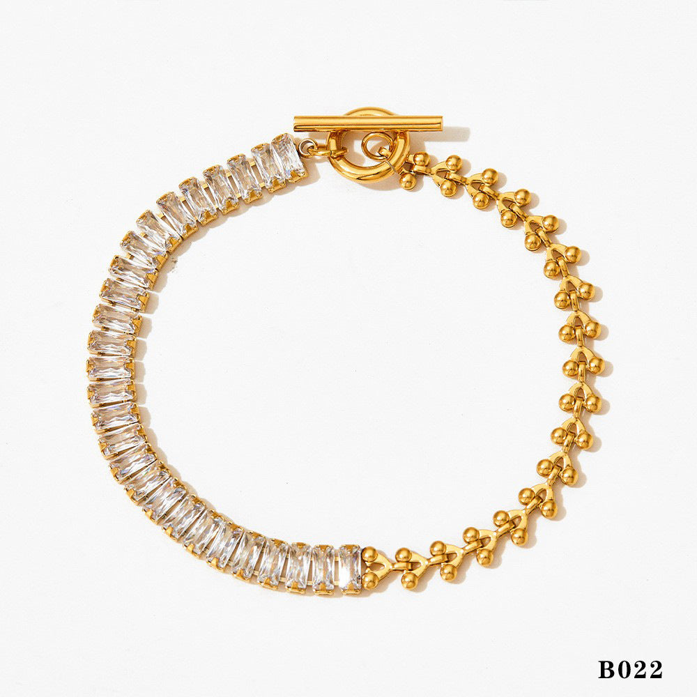 Natural Freshwater Pearl Heart Zircon Suit Creative Bracelets