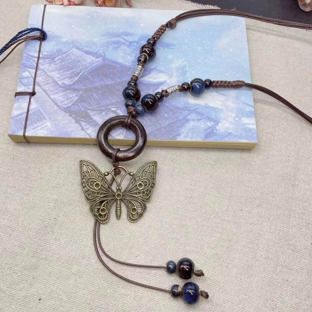 Women's Ceramic Beaded Retro Ethnic Style Long Necklaces