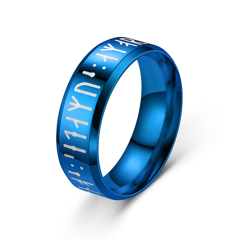 Men's Ornament Viking Letter Stainless Steel Rune Rings