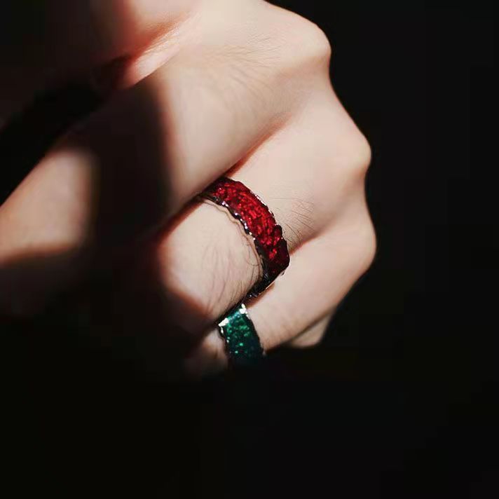Women's & Men's Design Epoxy Open-end Personality Cold Style Rings