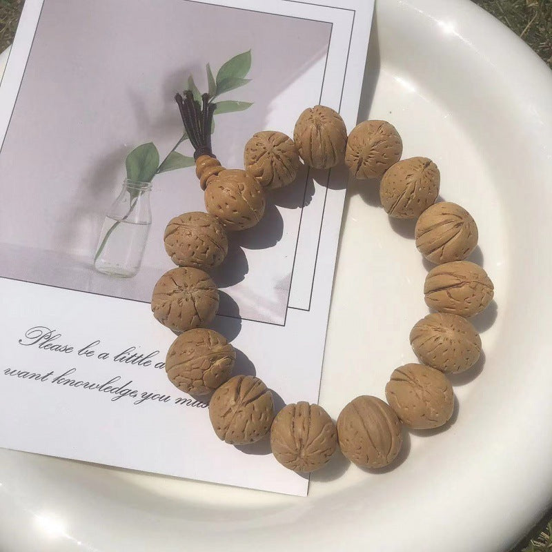 Women's & Men's Faces Gold Silk Willow Rosary Single Circle Bead Bracelets