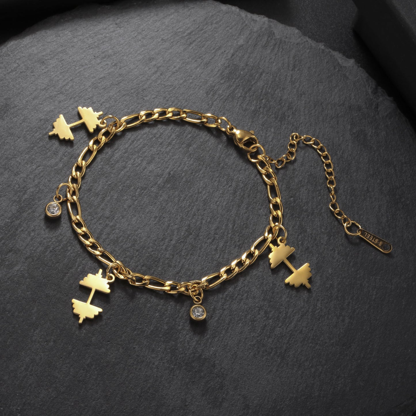 Women's Athlete Jewelry Gift Dumbbell Diamond Chain Bracelets