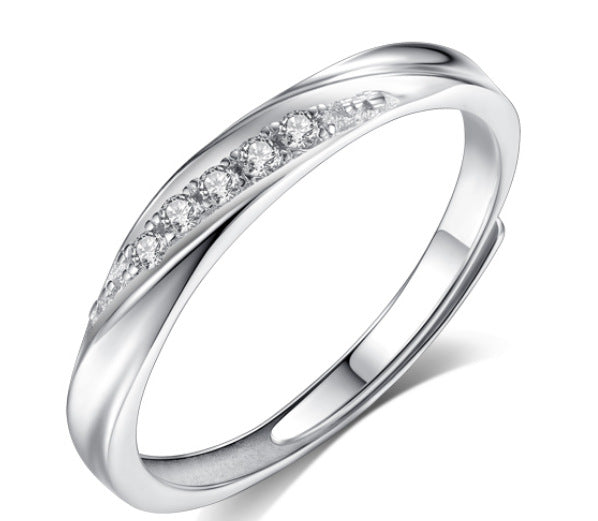 Women's & Men's Sier Mobius Strip Couple One Pair Trendy Valentine's Rings