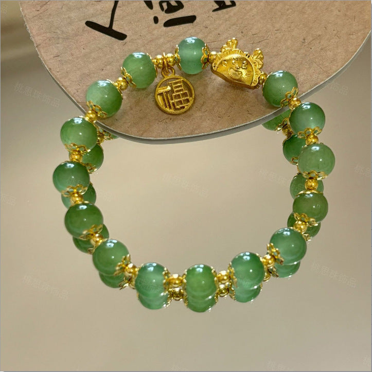 Women's & Men's Candle Dragon Blessing Chinese Style Colored Glaze Bracelets