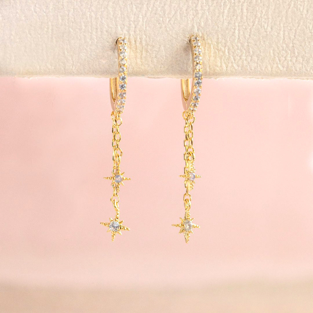Chain Copper Zircon Gold Plated Temperament Artistic Earrings