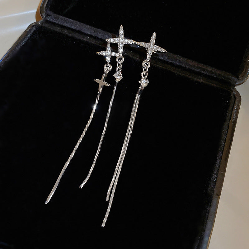 Needle Fully Jeweled Loving Heart Bow Earrings