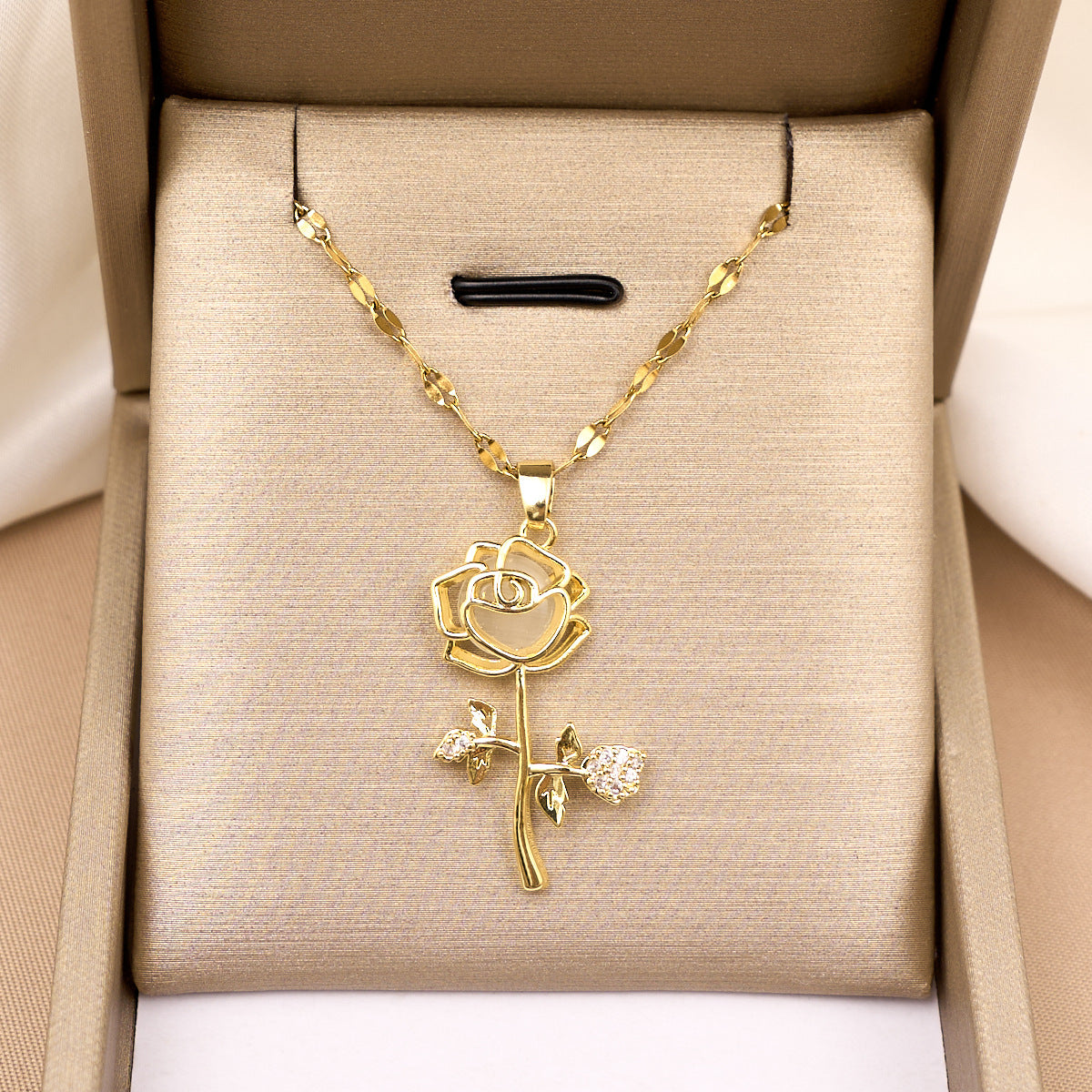Women's Rose Light Luxury Temperament Gorgeous Full Diamond Necklaces