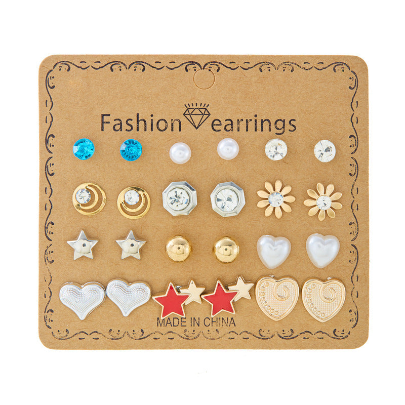 Suit Geometric Pairs Storage Ear Multicolor Earrings