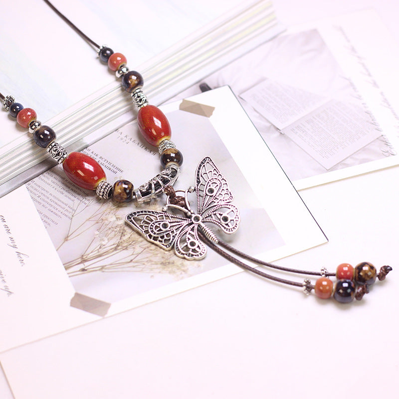 Ceramic Sweater Chain Jewelry Beaded Chinese Female Light Luxury Necklaces