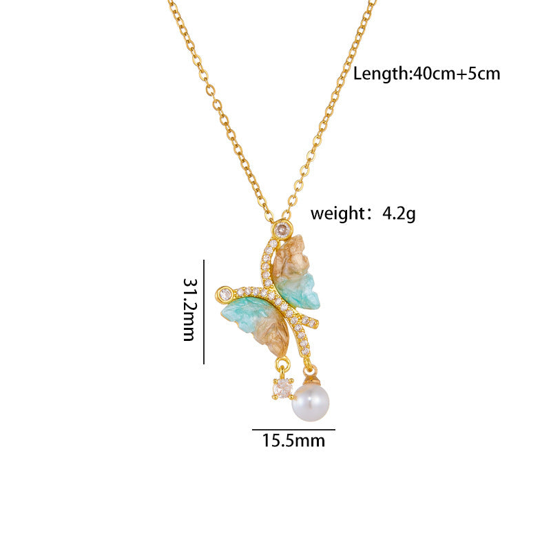 Super Color Fluorescent Butterfly Pearl Tassel Light Necklaces