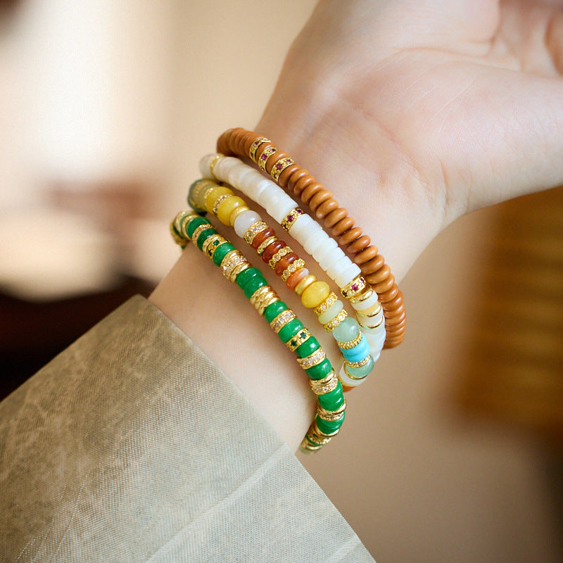 Stone Female Rainbow Gold Tablet Gem Bracelets