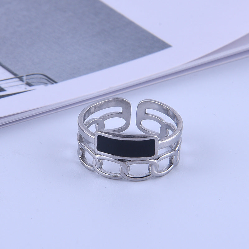 Oil Dripping Vintage Stainless Steel Female Rings