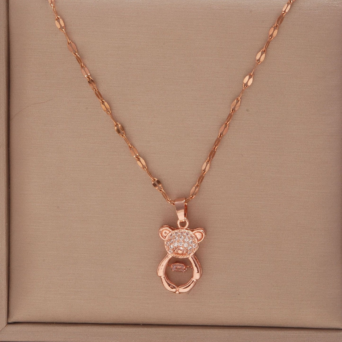 Women's Rose Gold Key Fu Lock Opal Korean Simple Fashion Necklaces