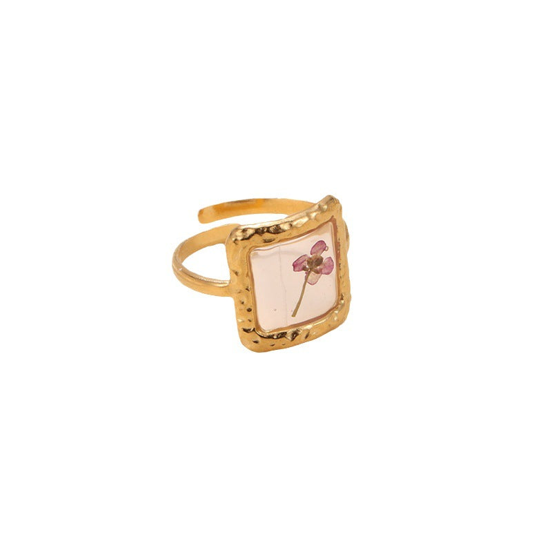 Women's Jewelry Preserved Fresh Flower Series Stainless Steel Design Rings
