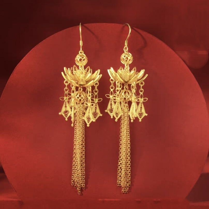 Lotus Long Tassel Ancient Style Temperament Rings
