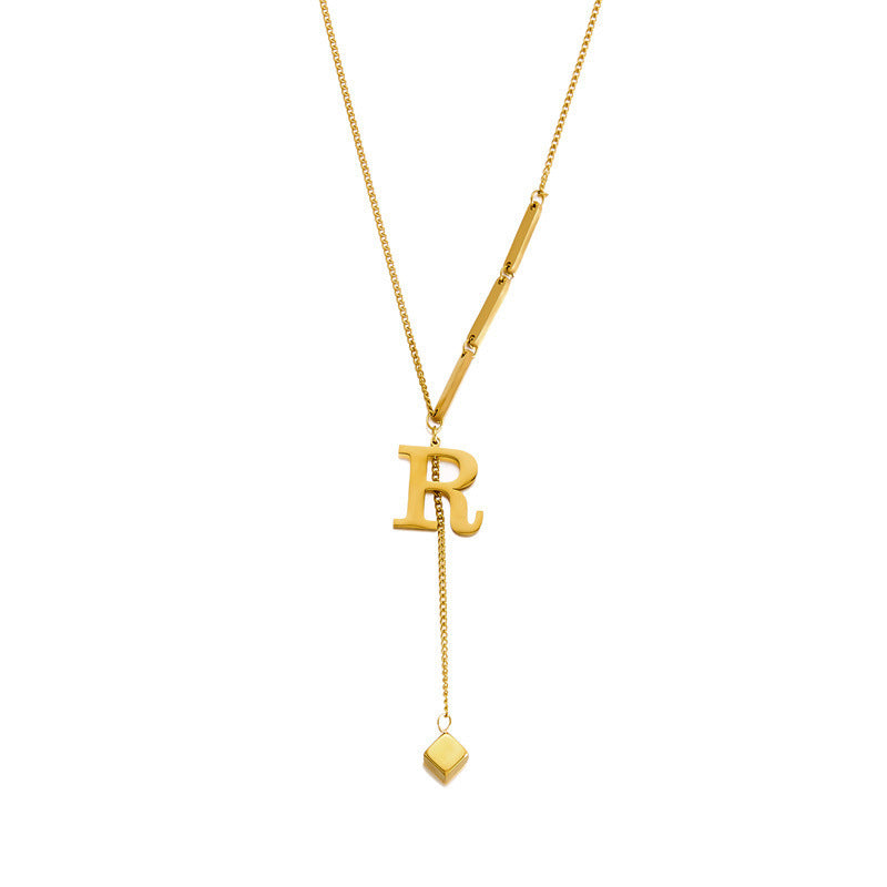 Women's Square Chain With Letters Elegant High-grade Necklaces