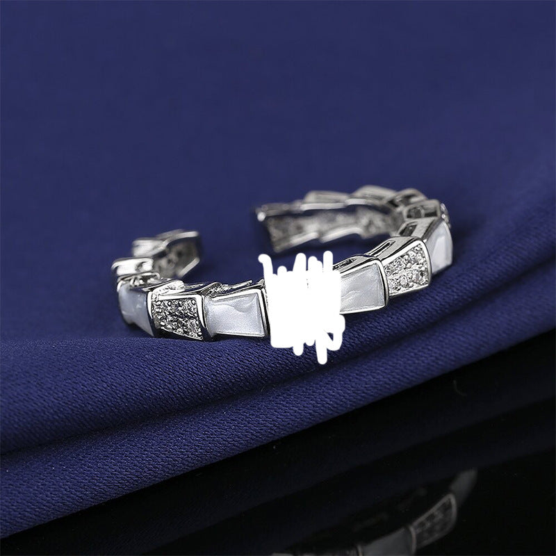 Natural White Shell Diamond Double Female Affordable Rings