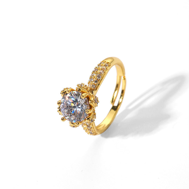 Women's Plating Golden Micro Rhinestone Inlaid Zircon Rings