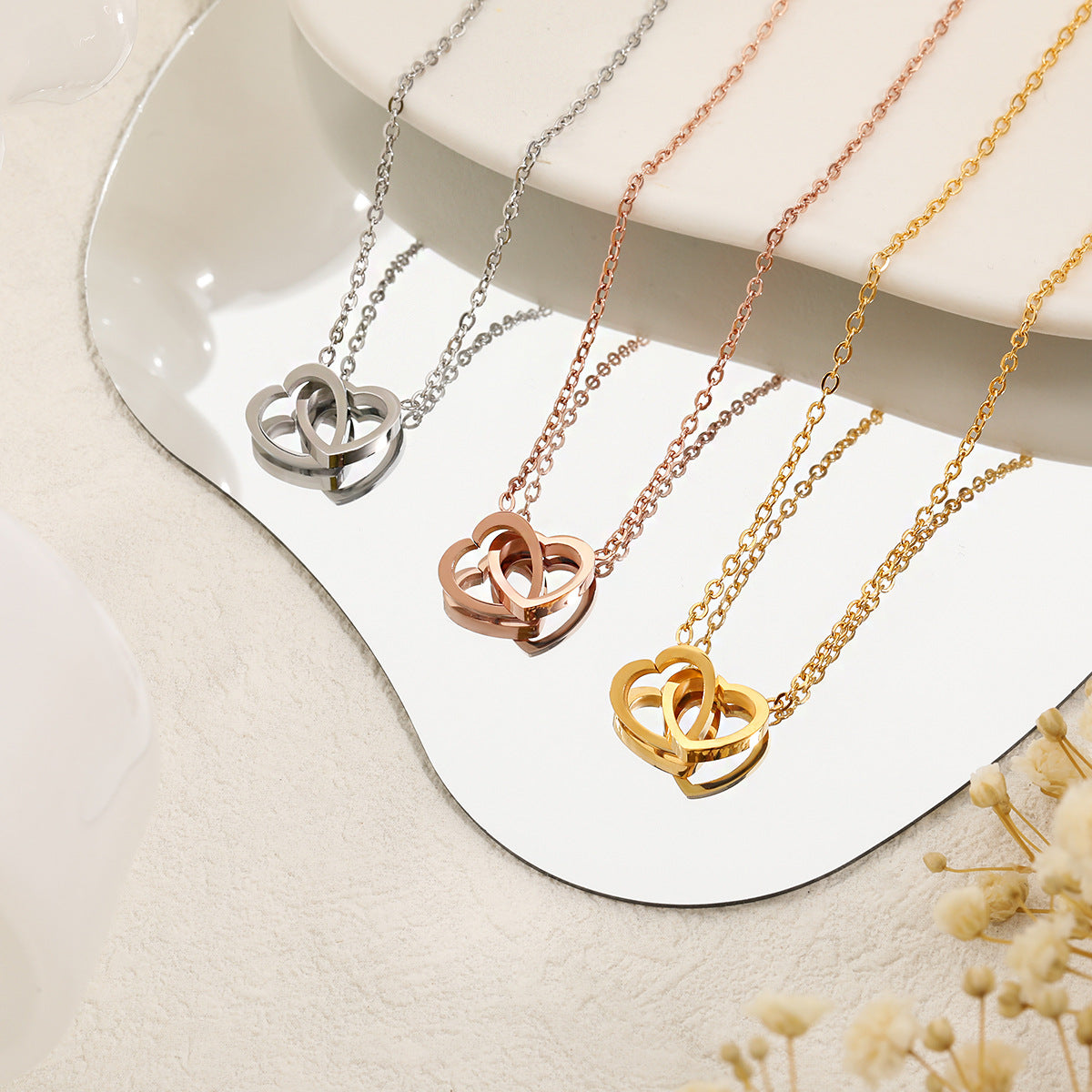 Fashion Minority Design Love Double Titanium Necklaces