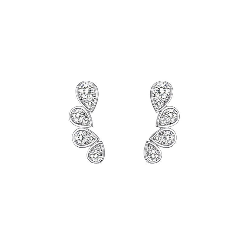 Drop Gang Drill Female Temperament Super Shiny Pear-shaped Zircon Tear Earrings