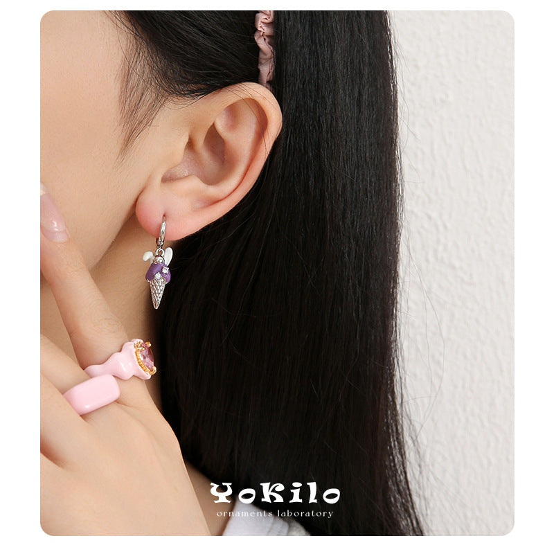 Summer Dessert Handmade Dripping Oil Ice Cream Ear Earrings