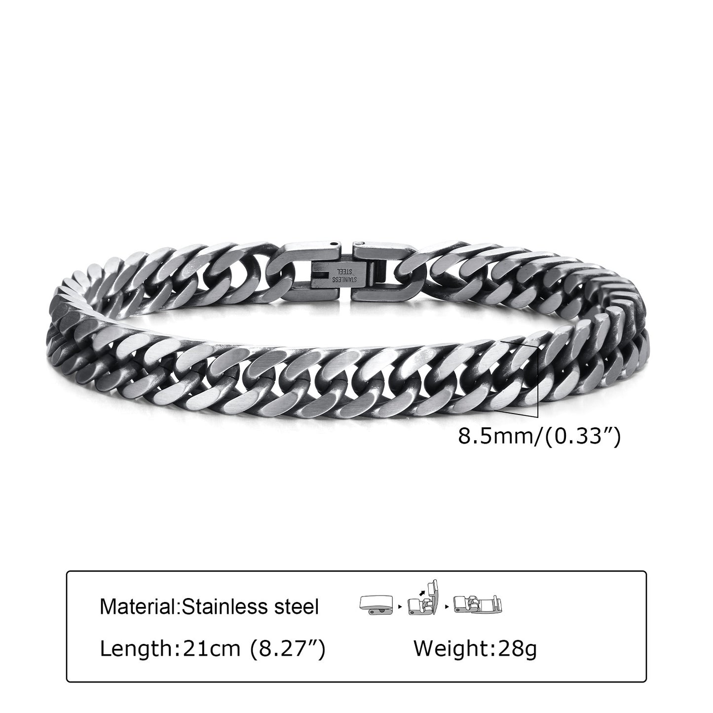 Men's Steel Thick Ornament Retro Cuban Link Chain Trendy Bracelets