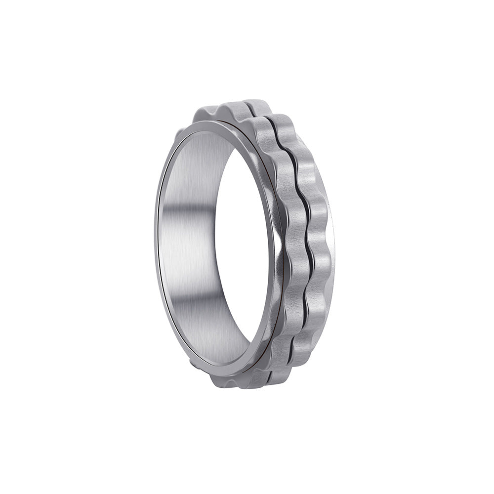 Women's Titanium Steel Ornament Rotatable Decompression Gear Rings