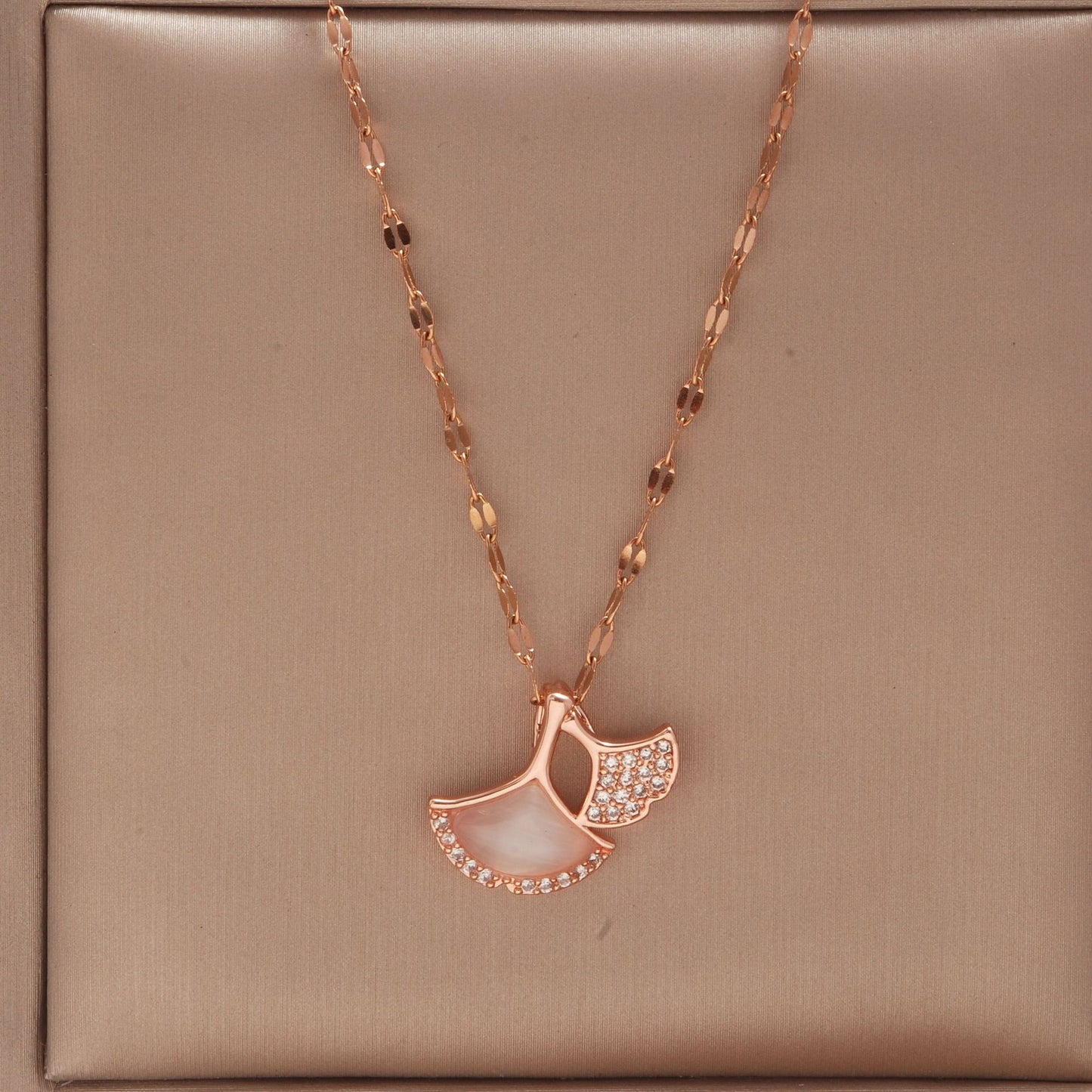 Women's Rose Gold Key Fu Lock Opal Korean Simple Fashion Necklaces
