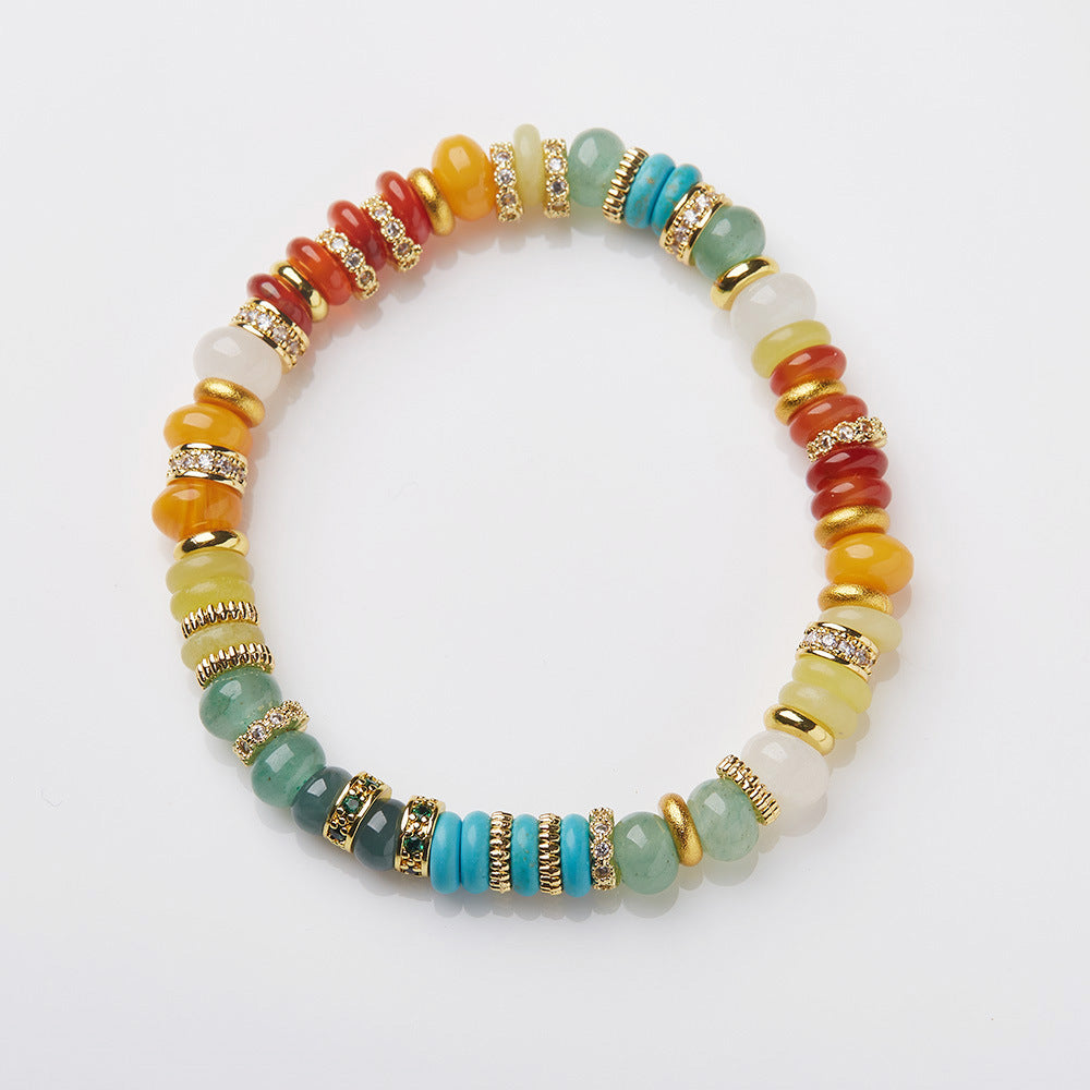 Stone Female Rainbow Gold Tablet Gem Bracelets