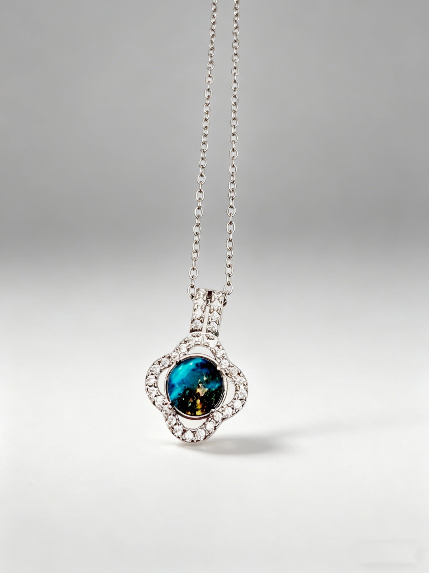 Women's Emerald Micro Inlaid Zircon Water Drop Titanium Steel Necklace