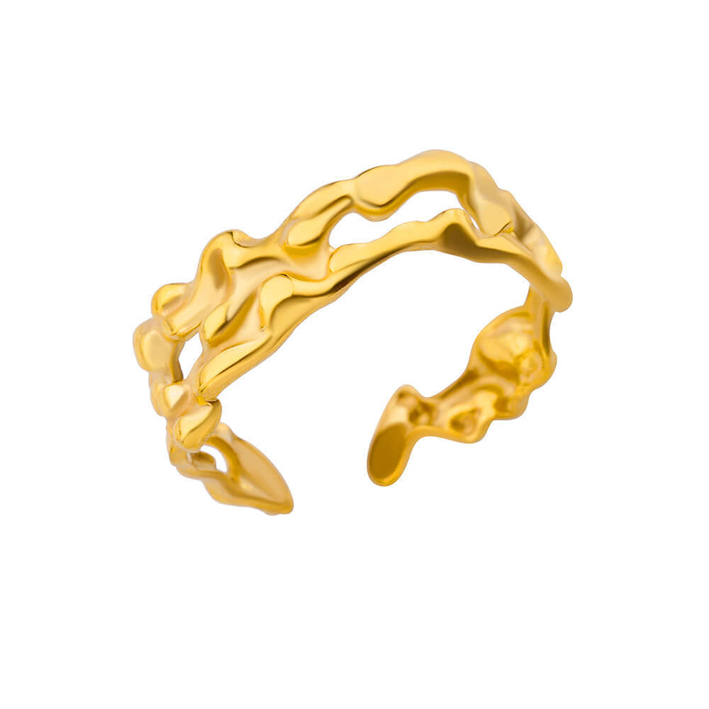 Snake Gold-plated Stainless Steel Oil Pressure Four-leaf Rings