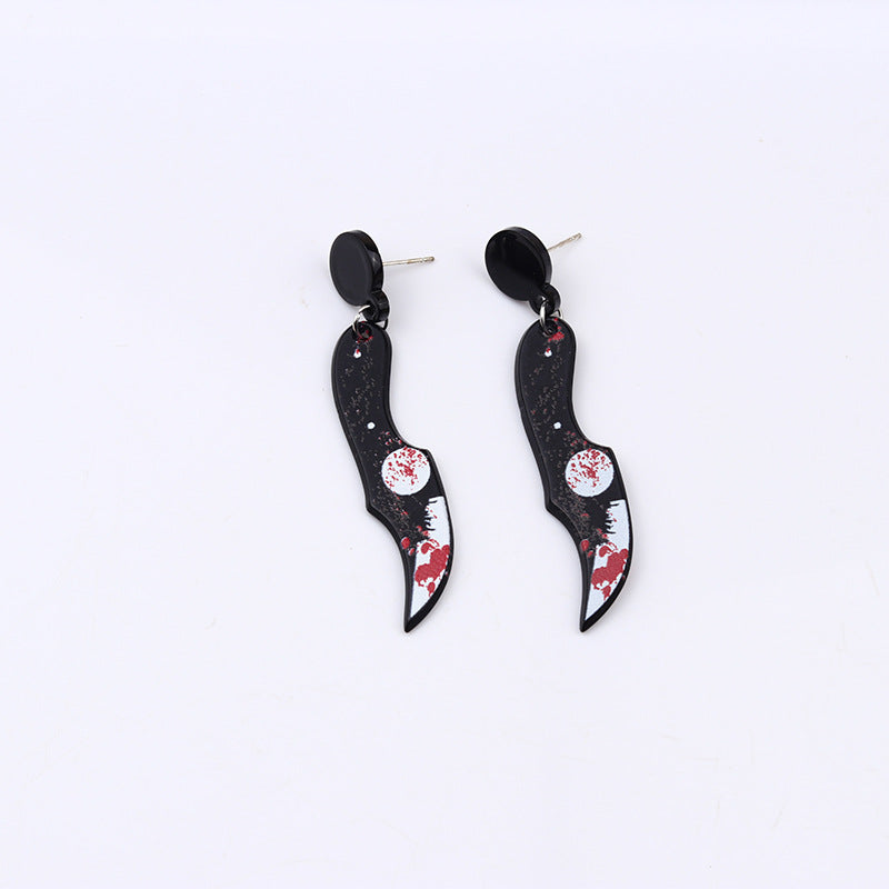 Women's Acrylic Printed Bloody Knife Personalized Fashion Earrings