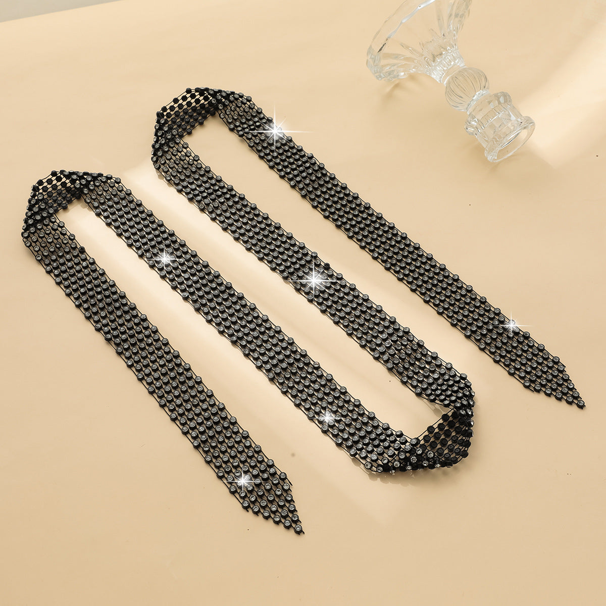 Shiny Rhinestone Long Tassel Clavicle Chain Necklaces