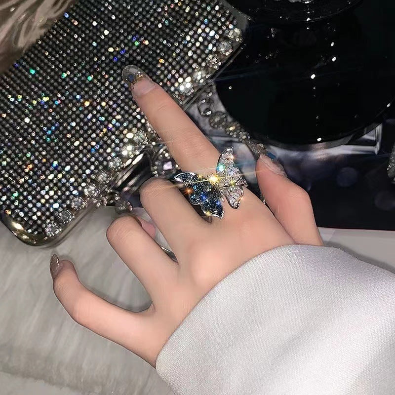 Butterfly Open-end Adjustable Female Fashion Light Rings