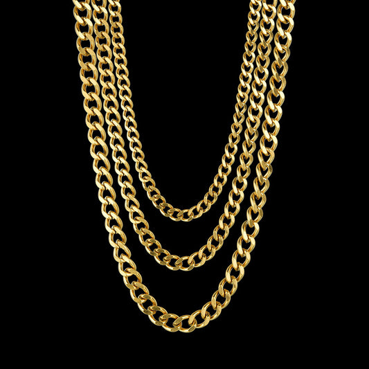 Women's & Men's Cuban Link Chain Titanium Steel Grinding Two Sides Hip Necklaces