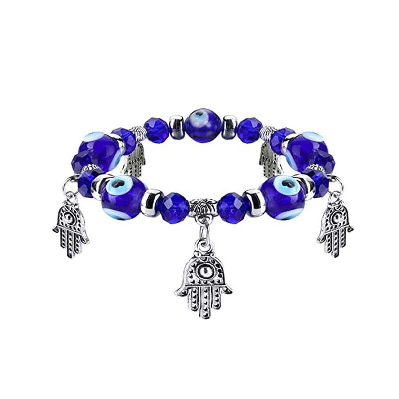 Devil Eye Fatima Palm Beaded Resin Turkish Blue Eyes Elastic Bracelets