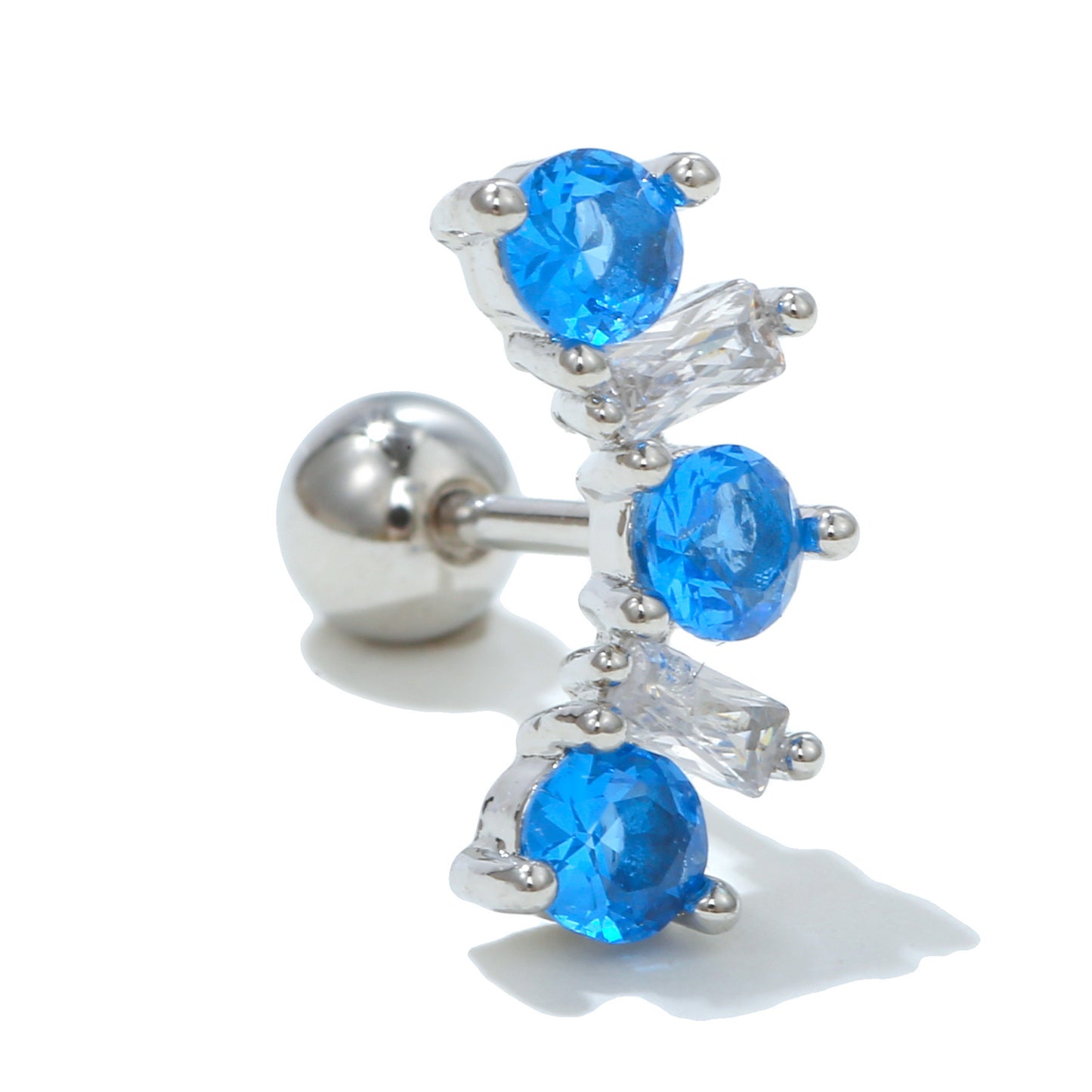 Color Zircon Ear Bone Stainless Steel Earrings
