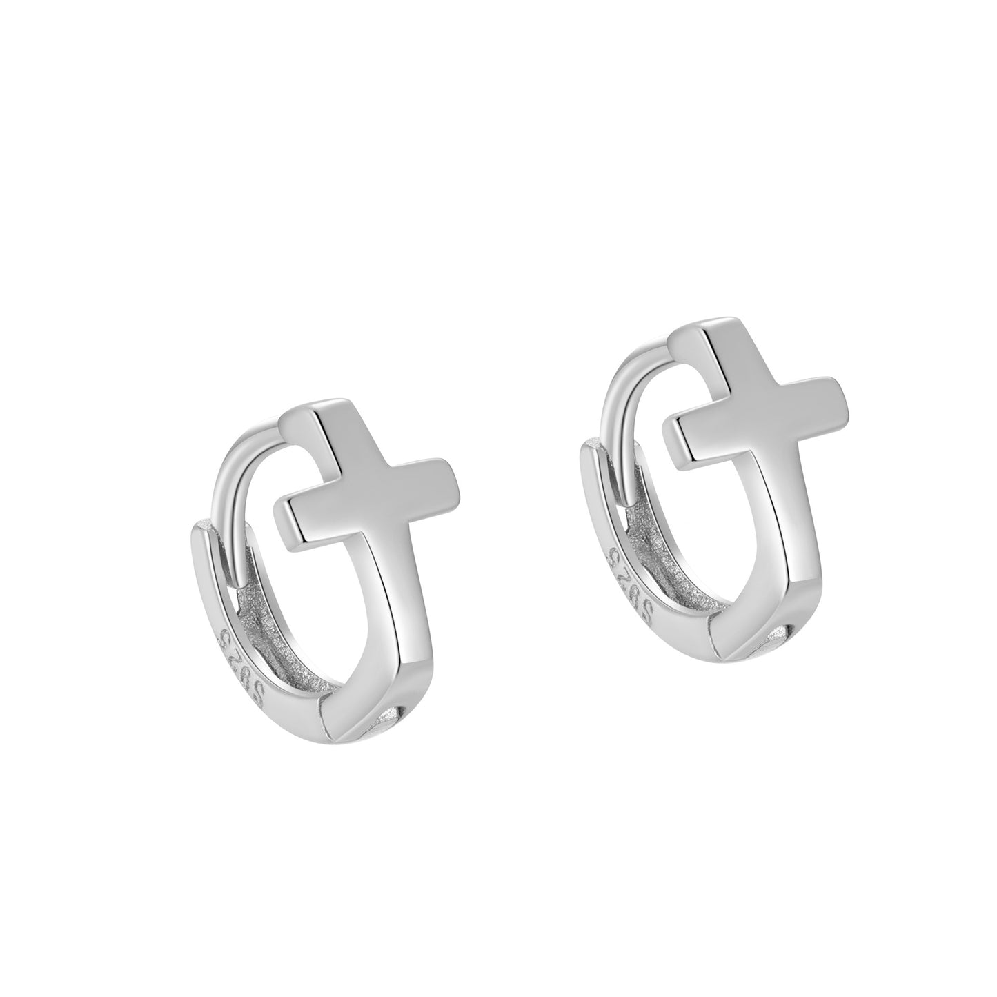 Sier Glossy Cross Fashion Temperament Entry Lux Niche Earrings