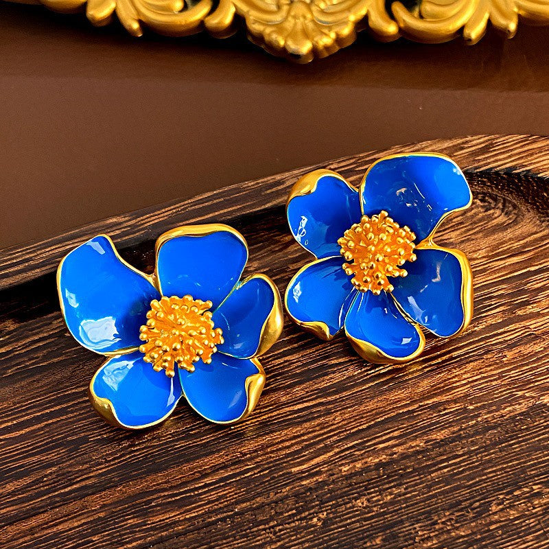 Oil Oval Geometric French Retro Special Earrings
