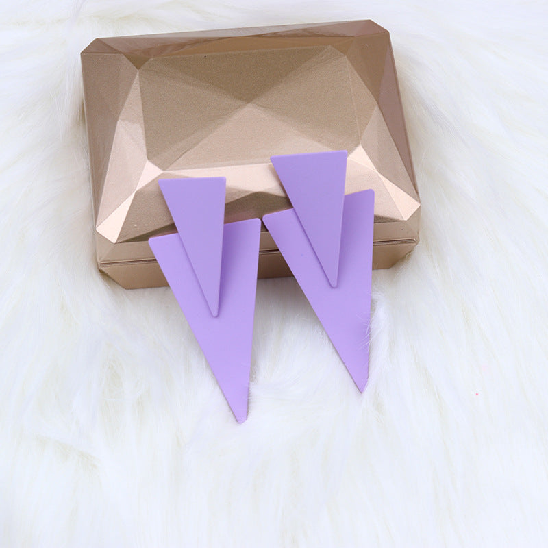 Triangle Stitching Spray Paint High Profile Earrings