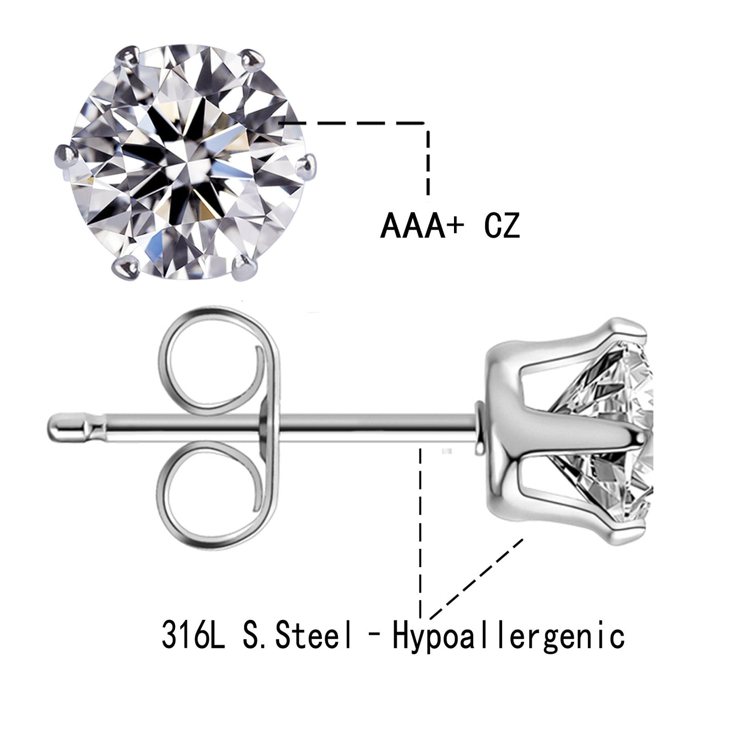 Pretty Hot White Zircon Ear Welding Earrings