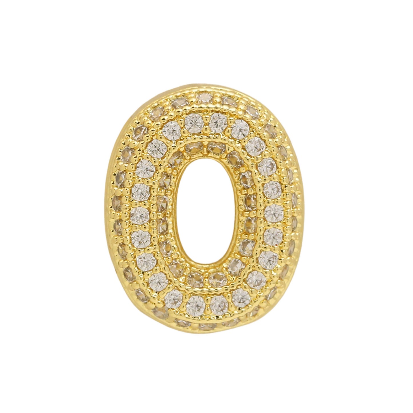 Golden Chubby Balloon Bubble Zircon Letter Bracelets